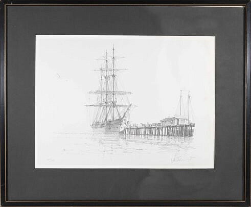 2-3935 John Stobart Print Docked Ship at Pier A_IMG_9888