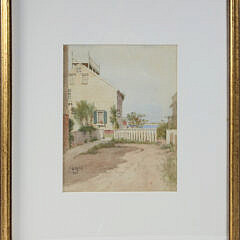 Jane Brewster Reid Watercolor on Paper “Gorham’s Court”