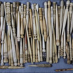 Collection of Ninety-Eight Whalebone and Antique Whale Ivory Turned Bodkins, 19th Century
