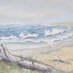 Elin Johnson Vintage Oil on Board “Surfside Driftwood”