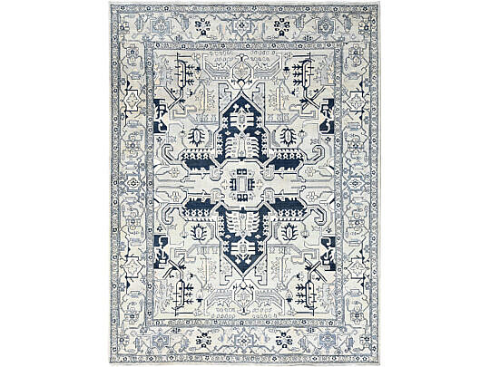 Coin Grey Hand Knotted Natural Dyes Soft Wool Peshawar Serapi Design Oriental Carpet