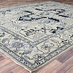 Coin Grey Hand Knotted Natural Dyes Soft Wool Peshawar Serapi Design Oriental Carpet