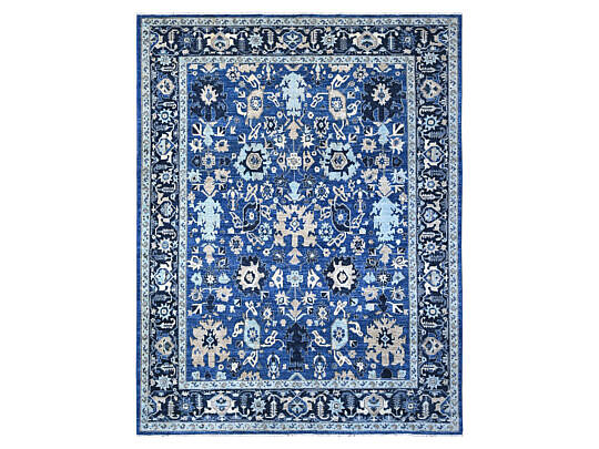 Cerulean With Prussian Blue Heriz Style Oriental Carpet