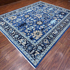Cerulean With Prussian Blue Heriz Style Oriental Carpet