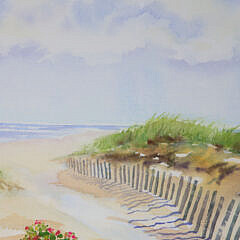 Penny Scheerer Watercolor on Paper “Steps Beach, Nantucket”, circa 2000