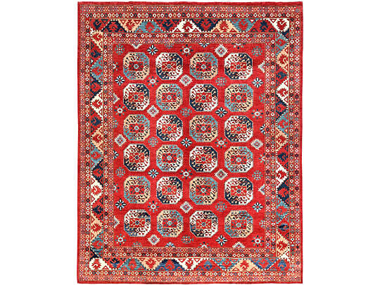 Cardinal Red Hand Knotted Soft Wool Bokara Style Oriental Carpet