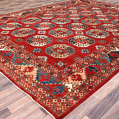 Cardinal Red Hand Knotted Soft Wool Bokara Style Oriental Carpet