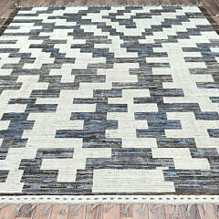 Fossil Grey Ben Ourain Style Moroccan Berber Oriental Carpet