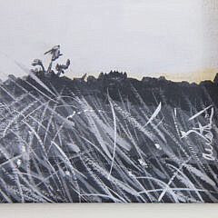 John Austin Black and White Tempera on Artist Board “View of Lighthouse from the Dunes”