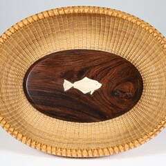 Jean M. Valerio Shallow Double Handle Nantucket Basket Tray, circa 20003