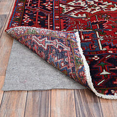 Vintage Persian Pepper Red and Blue Hand Knotted Wool Heriz Oriental Carpet