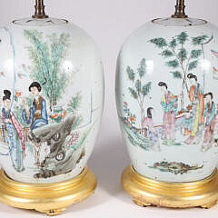 Pair Chinese Ginger Jars Mounted as Lamps