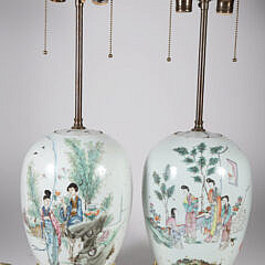 Pair Chinese Ginger Jars Mounted as Lamps