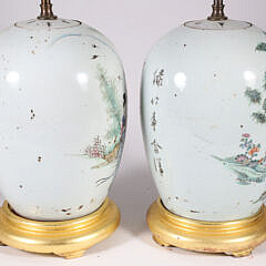 Pair Chinese Ginger Jars Mounted as Lamps