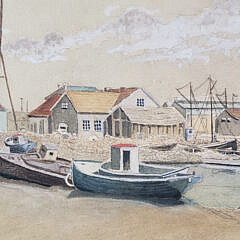 Jed Foster Gouache and Watercolor on Paper, “Beached Nantucket”