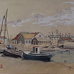 Jed Foster Gouache and Watercolor on Paper, “Beached Nantucket”