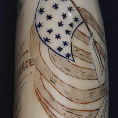 Polychromed Scrimshaw Whale Tooth “Frigate St. Lawarence 1861”, 19th Century