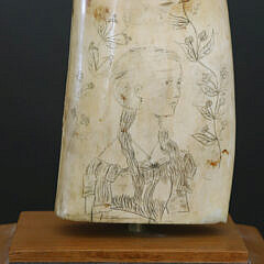 Scrimshaw, Carved and Polychrome Whale Tooth, 19th Century