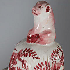Pair of Rouge Delft Ceramic Covered Temple Jars