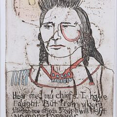 Elaine Gifford Etching and Watercolor Painting “Chief Joseph”