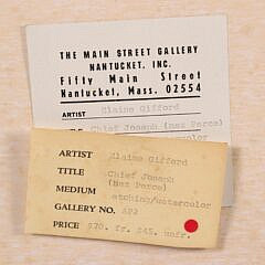 Elaine Gifford Etching and Watercolor Painting “Chief Joseph”