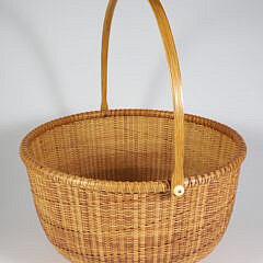 Jean M. Valerio Woven Swing Handle Round Open Nantucket Basket, circa 1998