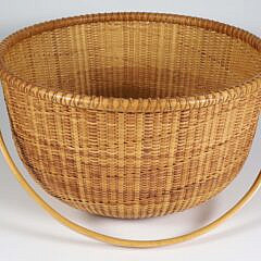Jean M. Valerio Woven Swing Handle Round Open Nantucket Basket, circa 1998