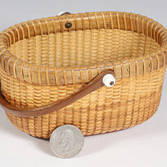 Jean M. Valerio Woven Miniature Oval Swing Handle Nantucket Basket, circa 2008
