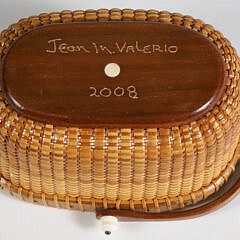 Jean M. Valerio Woven Miniature Oval Swing Handle Nantucket Basket, circa 2008