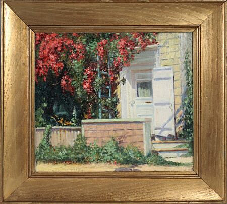 Volney Alan Richardson (American 1880-1955) Oil on Canvas "Nantucket Doorway 6 Liberty Street"
