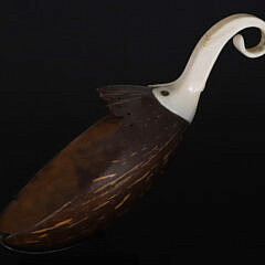 Antique Walrus Ivory Coconut Scoop, 19th Century