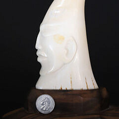 Hawaiian or Polynesian Carved Bust Whale Tooth, early 20th Century