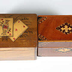 Two Vintage Inlaid Playing Card Boxes