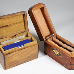Two Vintage Inlaid Playing Card Boxes