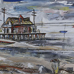 Saul Weinstock Tempera on Paper “Harbor View”