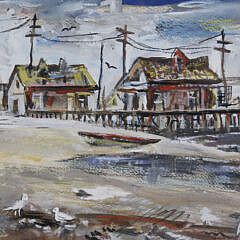 Saul Weinstock Tempera on Paper “Harbor View”