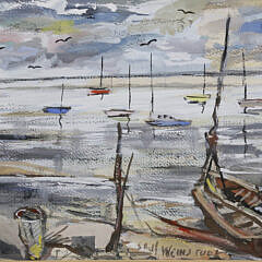 Saul Weinstock Tempera on Paper “Harbor View”