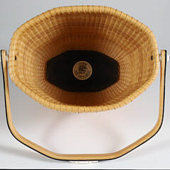 Jean M. Valerio Woven Octagonal Open Swing Handle Nantucket Basket, circa 2008