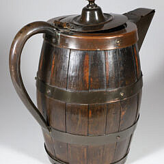Antique English Patina Copper Bound Pitcher, 19th Century