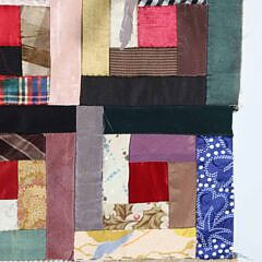 Antique Youth Size Silk and Satin Lincoln Steps Quilt Top, 19th Century