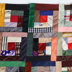 Antique Youth Size Silk and Satin Lincoln Steps Quilt Top, 19th Century