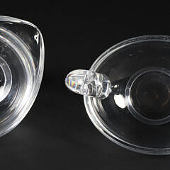 Pair of Signed Steuben Clear Crystal Creamer and Sugar