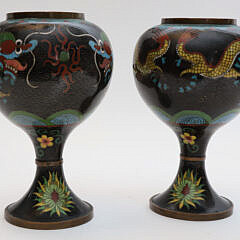 42767 Pair Cloisonne Foo Dragon Vases A_IMG_9592