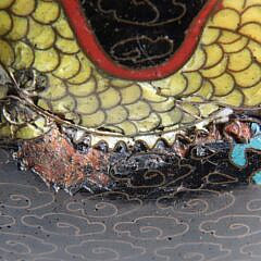 Pair of Antique Cloisonné Five-Claw Foo Dragon and Floral Decorated Pedestal Vases, 19th Century