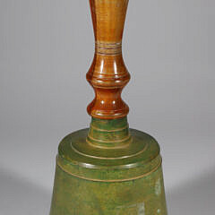 Vintage Green Patina “Captain”s Bell with Turned Wood Handle