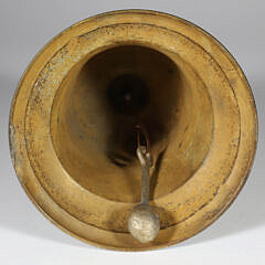 Vintage Green Patina “Captain”s Bell with Turned Wood Handle