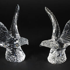 Pair of Signed Waterford Crystal Spread Winged Eagles