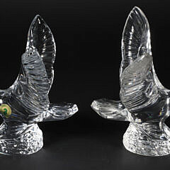 Pair of Signed Waterford Crystal Spread Winged Eagles