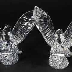 Pair of Signed Waterford Crystal Spread Winged Eagles