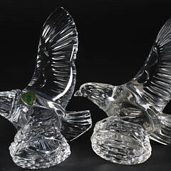 Pair of Signed Waterford Crystal Spread Winged Eagles